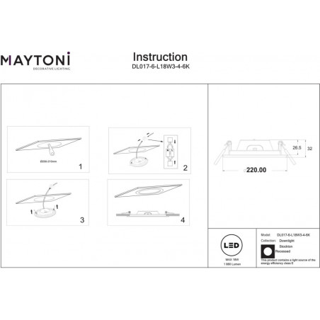 Lampa Stockton LED biała Maytoni - Downlight do łazienki IP44