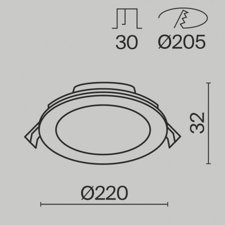 Lampa Stockton LED biała Maytoni - Downlight do łazienki IP44