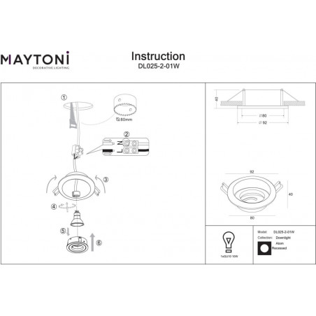 Lampa podtynkowa Maytoni Atom II - Biała, GU10 | Najlepsza cena