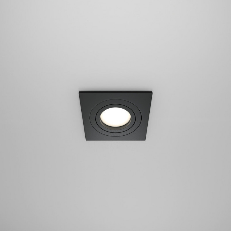 Lampa podtynkowa Maytoni Atom - Czarna, Kwadratowa, GU10