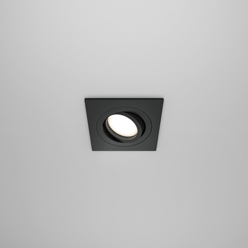 Lampa podtynkowa Maytoni Atom - Czarna, Kwadratowa, GU10