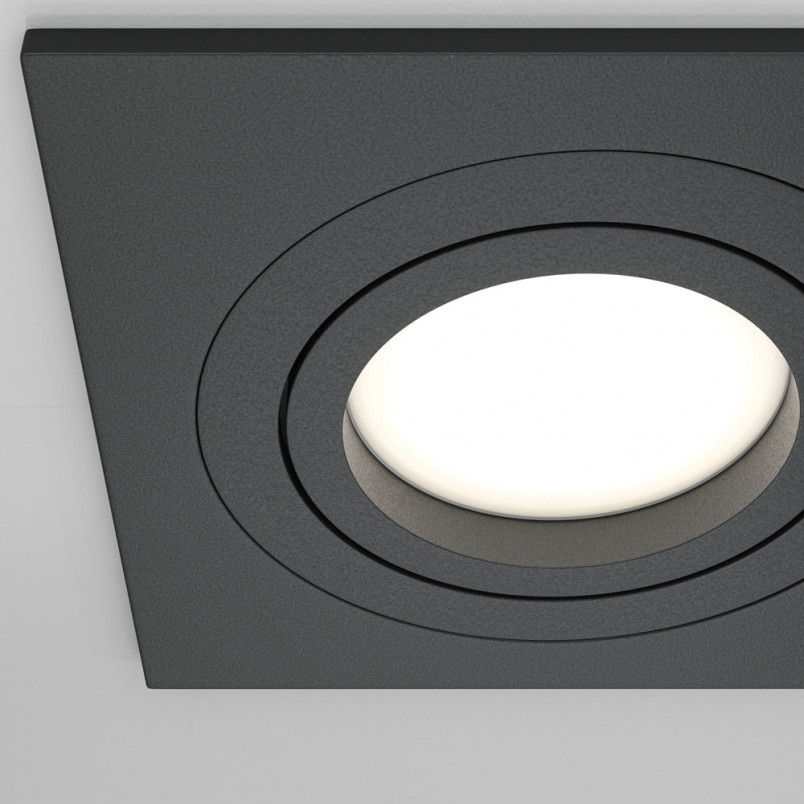 Lampa podtynkowa Maytoni Atom - Czarna, Kwadratowa, GU10