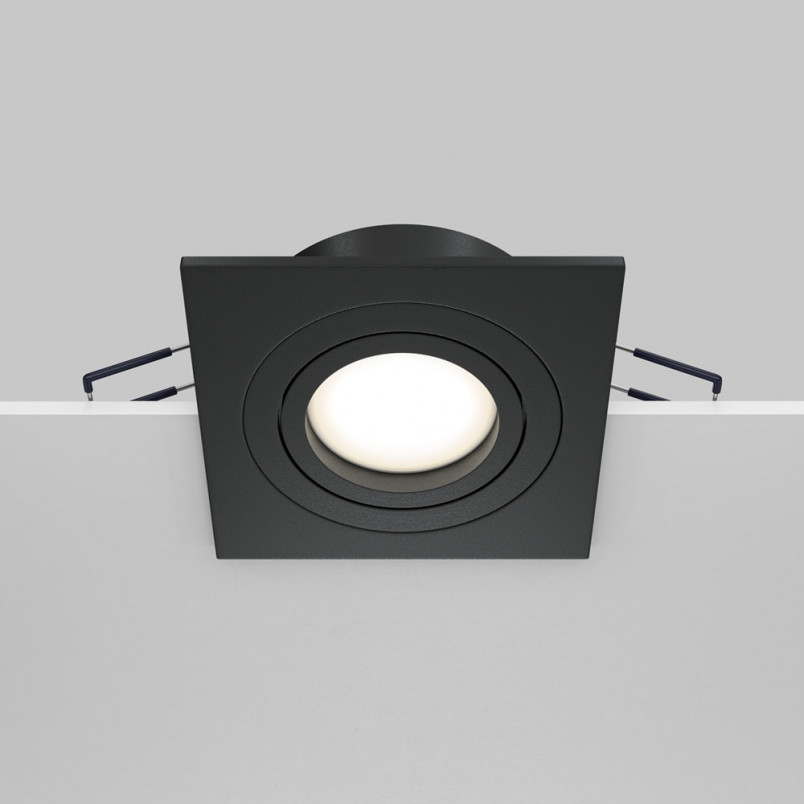 Lampa podtynkowa Maytoni Atom - Czarna, Kwadratowa, GU10