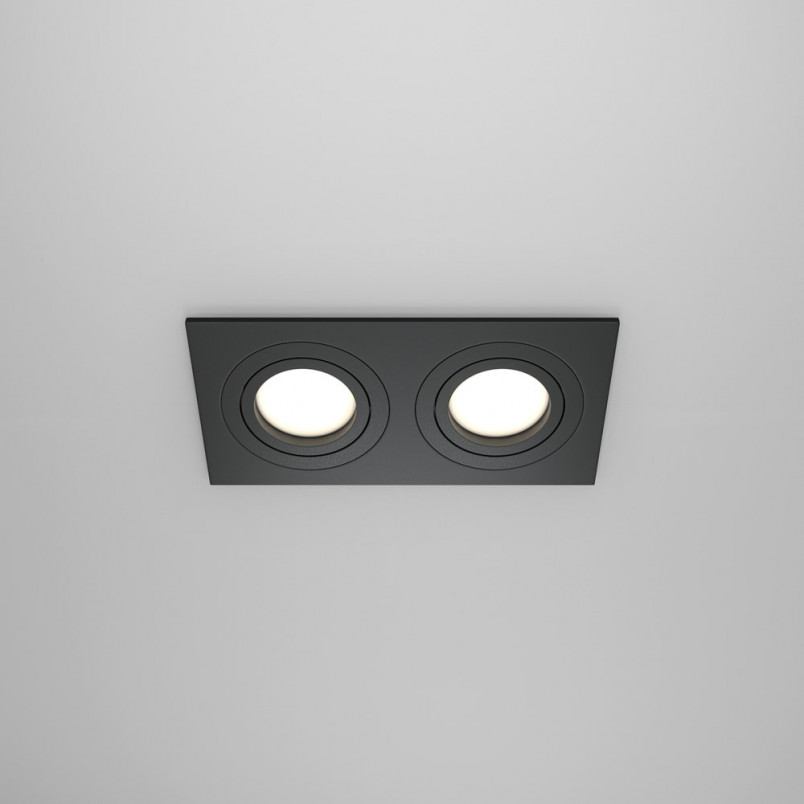 Lampa podtynkowa Atom Maytoni 2 spoty - Czarna, Metal