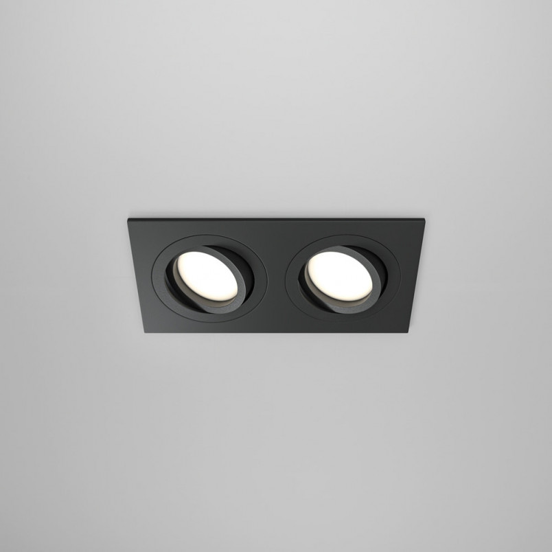 Lampa podtynkowa Atom Maytoni 2 spoty - Czarna, Metal