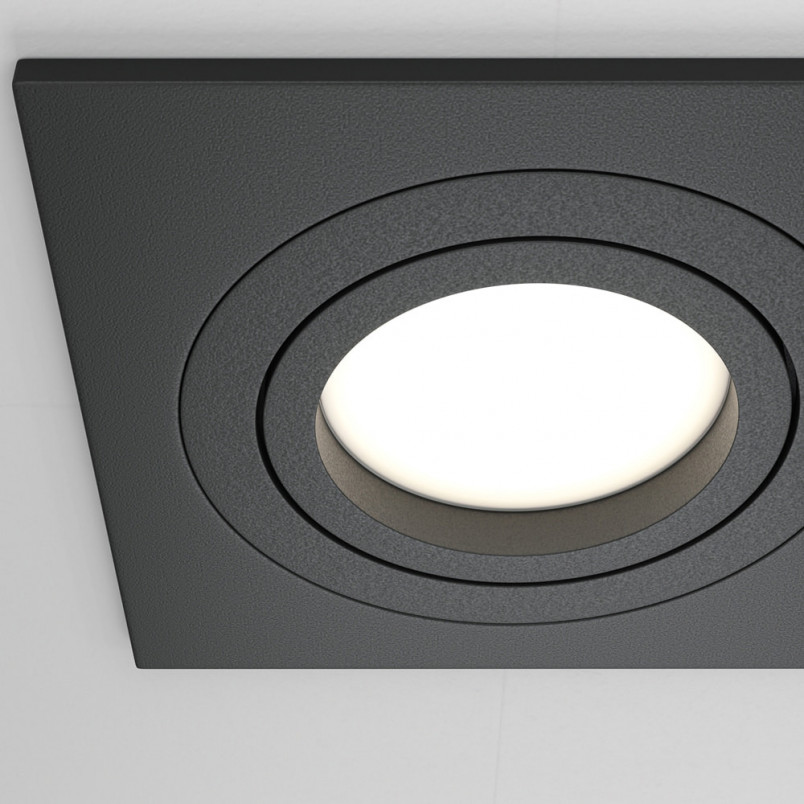 Lampa podtynkowa Atom Maytoni 2 spoty - Czarna, Metal