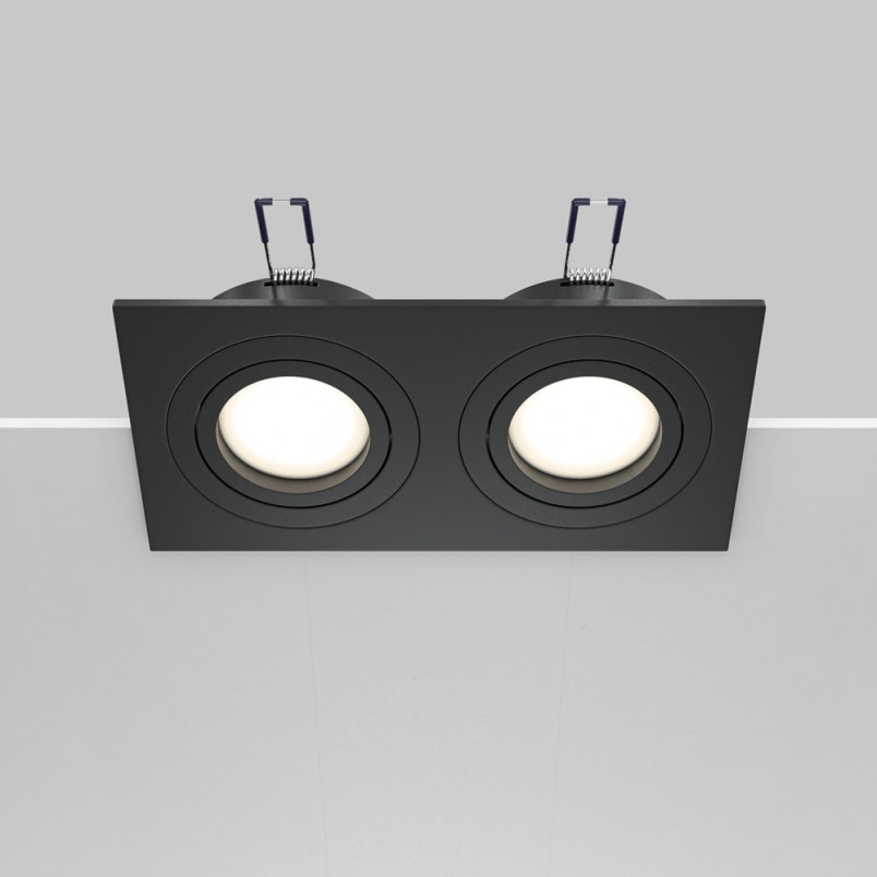 Lampa podtynkowa Atom Maytoni 2 spoty - Czarna, Metal
