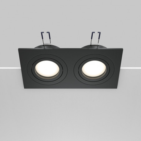 Lampa podtynkowa Atom Maytoni 2 spoty - Czarna, Metal