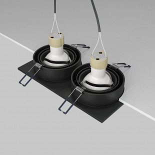 Lampa podtynkowa Atom Maytoni 2 spoty - Czarna, Metal