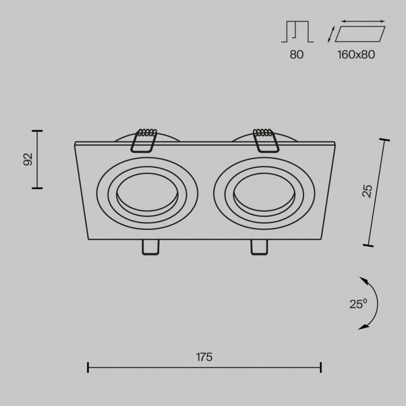 Lampa podtynkowa Atom Maytoni 2 spoty - Czarna, Metal