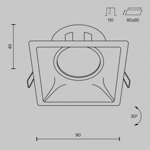 Lampa podtynkowa Maytoni Dot GU10 - czarna, kwadratowa