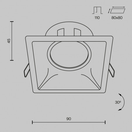 Lampa podtynkowa Maytoni Dot GU10 - czarna, kwadratowa