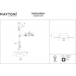 Lampa podtynkowa Maytoni Dot GU10 - czarna, kwadratowa