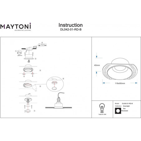 Lampa spot okrągła Dot GU10 czarna Maytoni - Sklep z lampami