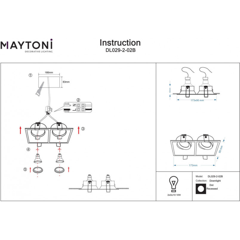 Lampa Maytoni Dot II: Elegancki spot kwadratowy GU10 - Kup online
