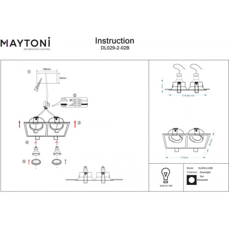 Lampa Maytoni Dot II: Elegancki spot kwadratowy GU10 - Kup online