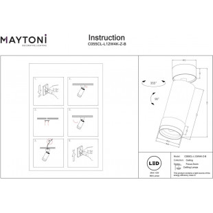 Reflektor sufitowy Focus Zoom LED Maytoni - 12W, 4000K - Czarny