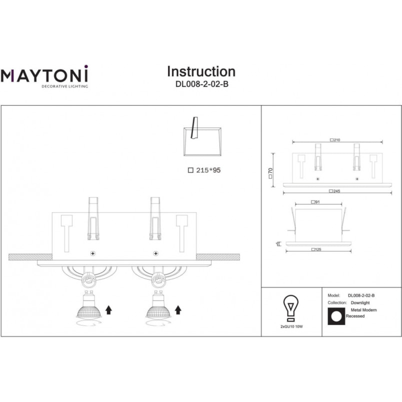 Lampa spot Maytoni Metal Modern II - Czarna, GU10 | Sklep z lampami