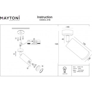 Reflektor sufitowy Focus Design czarny Maytoni | Sklep z oświetleniem