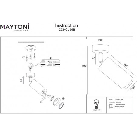Reflektor sufitowy Focus Design czarny Maytoni | Sklep z oświetleniem