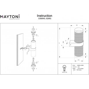 Kinkiet Maytoni Focus Design - Złoty, Metalowy | Kup Teraz!