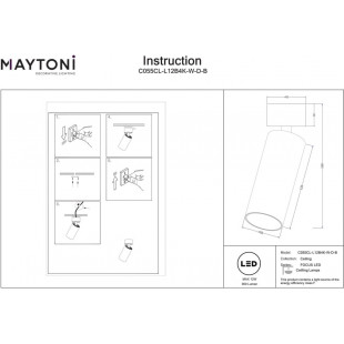 Reflektor sufitowy LED Focus - Maytoni, 4000K, Czarny
