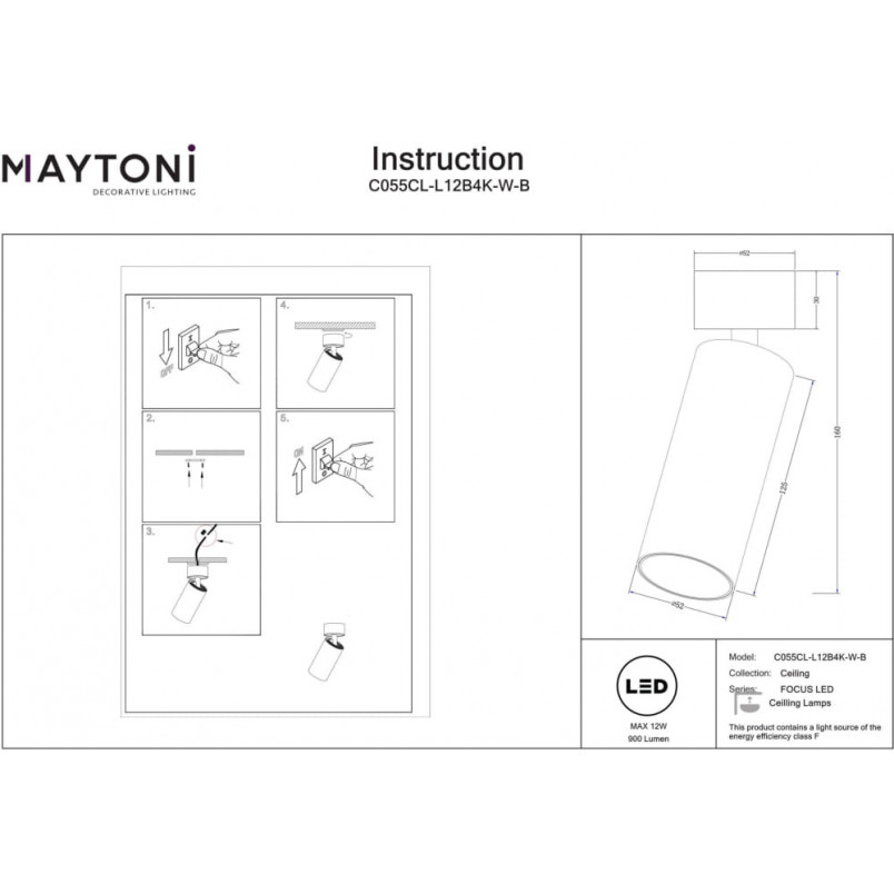 Reflektor sufitowy Focus LED czarny Maytoni - Oświetlenie LED