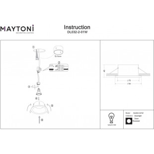 Lampa podtynkowa Zoom GU10 biała Maytoni | Downlight do łazienki IP65