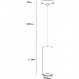 Lampa wisząca tuba Adara 8cm biała Lumatix | Loftowa