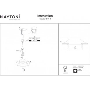 Lampa podtynkowa Maytoni Zoom GU10 | Czarna, IP65 - Sklep z oświetleniem