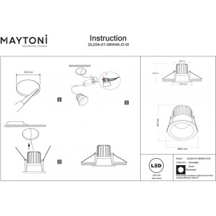 Lampa spot podtynkowa LED Zoom biała Maytoni | 6cm, IP65