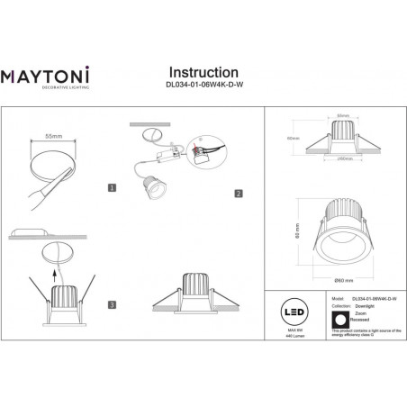 Lampa spot podtynkowa LED Zoom biała Maytoni | 6cm, IP65