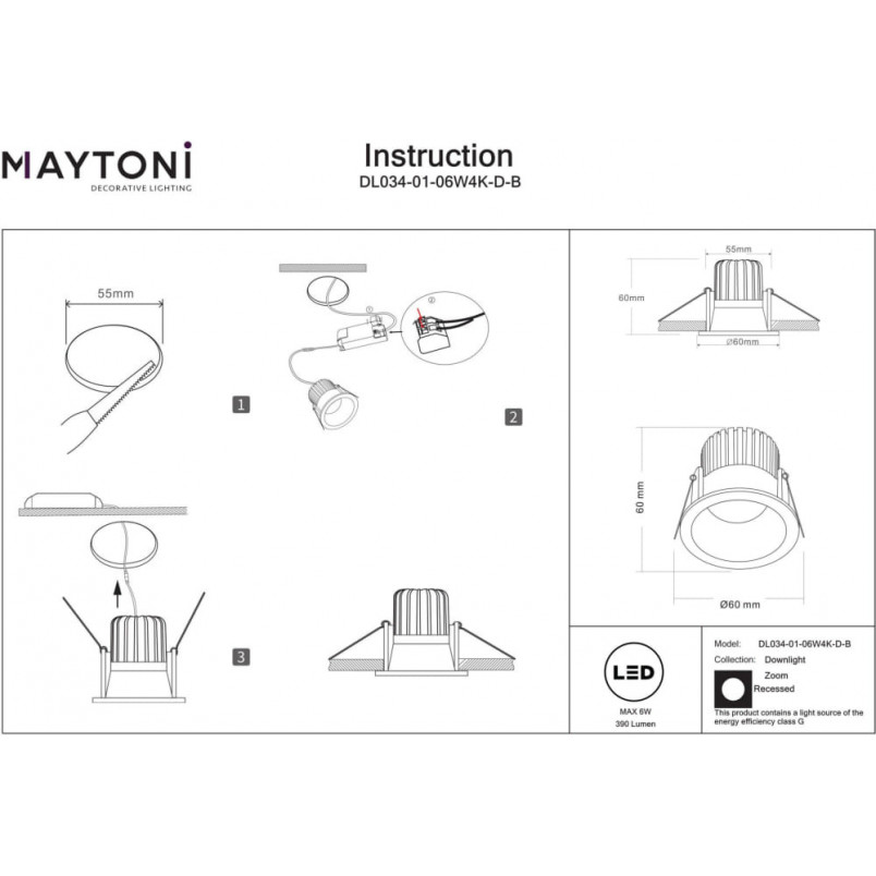 Lampa spot LED Maytoni Zoom - czarna, IP65, ściemnianie