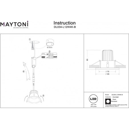 Lampa spot LED Maytoni Zoom | Downlight podtynkowa do łazni
