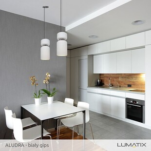 Lampa wisząca Aludra - biała tuba gipsowa Lumatix | Loft