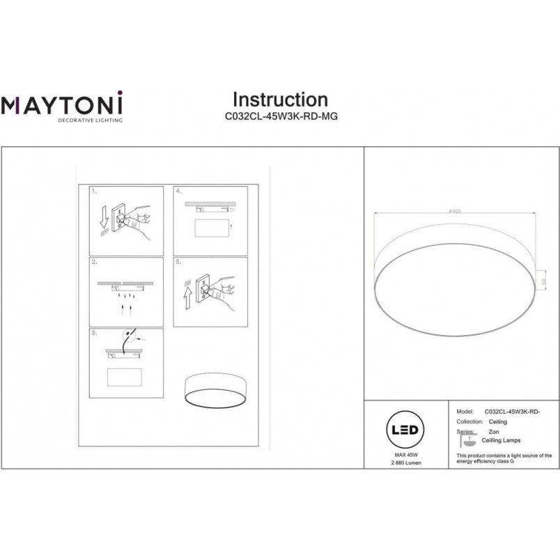 Plafon LED Okrągły Maytoni Zon - Złoty, 40cm - Światło Idealne