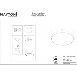 Plafon Okrągły LED Zon 60cm Biały Maytoni | Oświetlenie