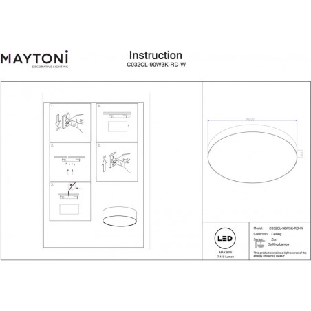 Plafon Okrągły LED Zon 60cm Biały Maytoni | Oświetlenie