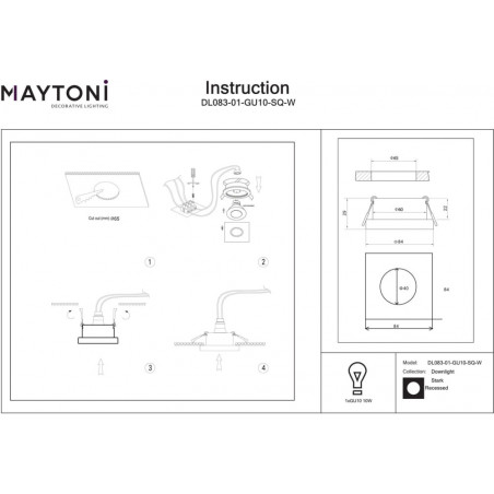 Lampa Stark Maytoni: Biały spot podtynkowy do łazienki IP65