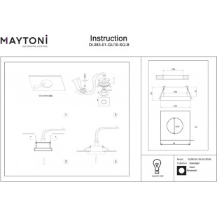 Lampa Stark Maytoni: Elegancki spot podtynkowe do łazienki | Czarny