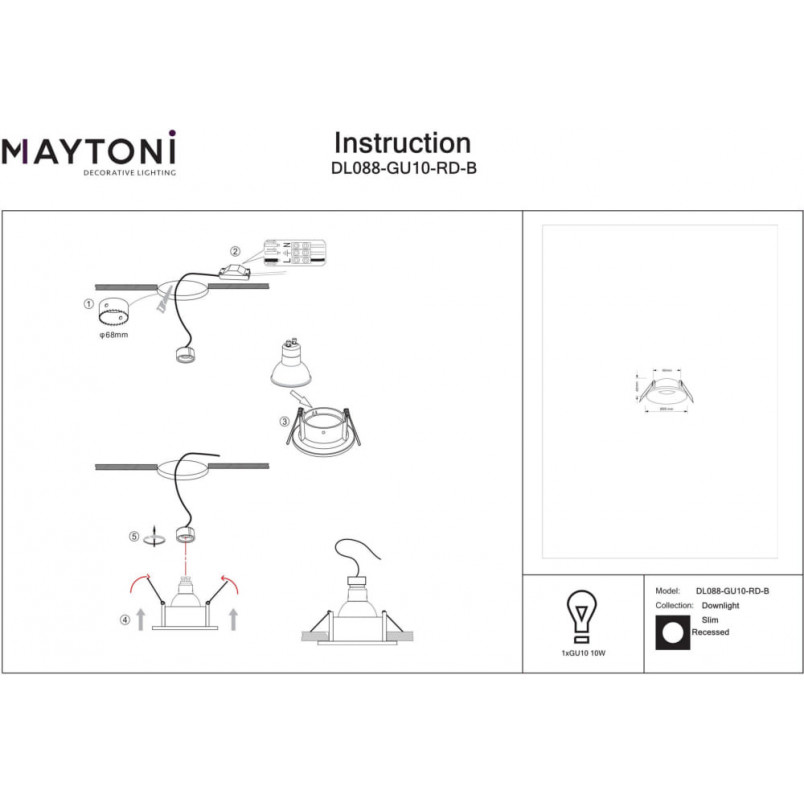 Lampa spot do łazienki Slim 8,5cm czarna Maytoni - Sklep