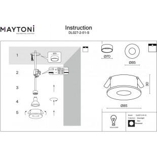 Lampa podtynkowa Slim 8,5cm srebrna Maytoni - Nowoczesny design