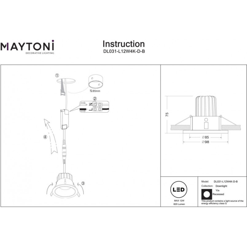 Lampa podtynkowa Yin LED Maytoni - Ściemnialna, 4000K