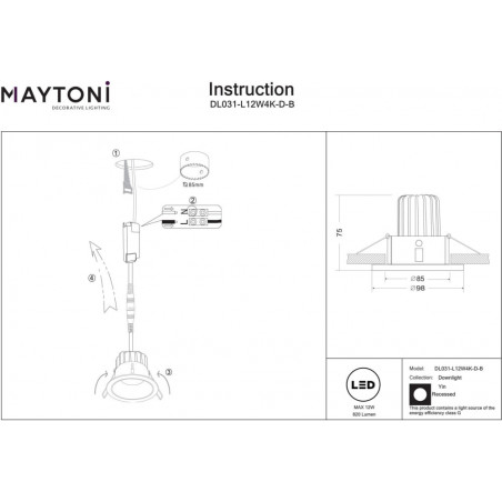 Lampa podtynkowa Yin LED Maytoni - Ściemnialna, 4000K