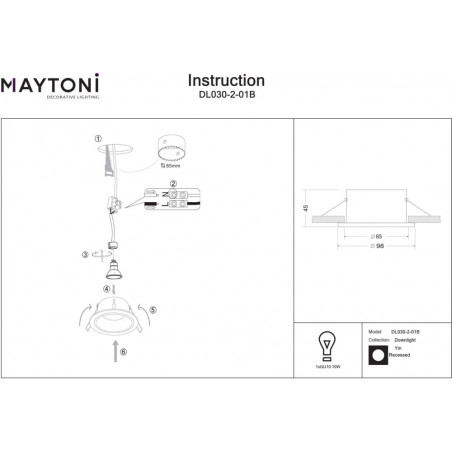 Lampa spot Yin Maytoni: Elegancki design GU10 | Sklep z oświetleniem