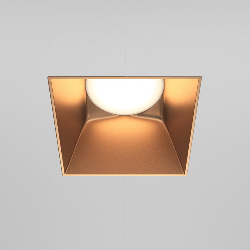 Lampa podtynkowa Share Square Maytoni | Złota, regulowana GU10