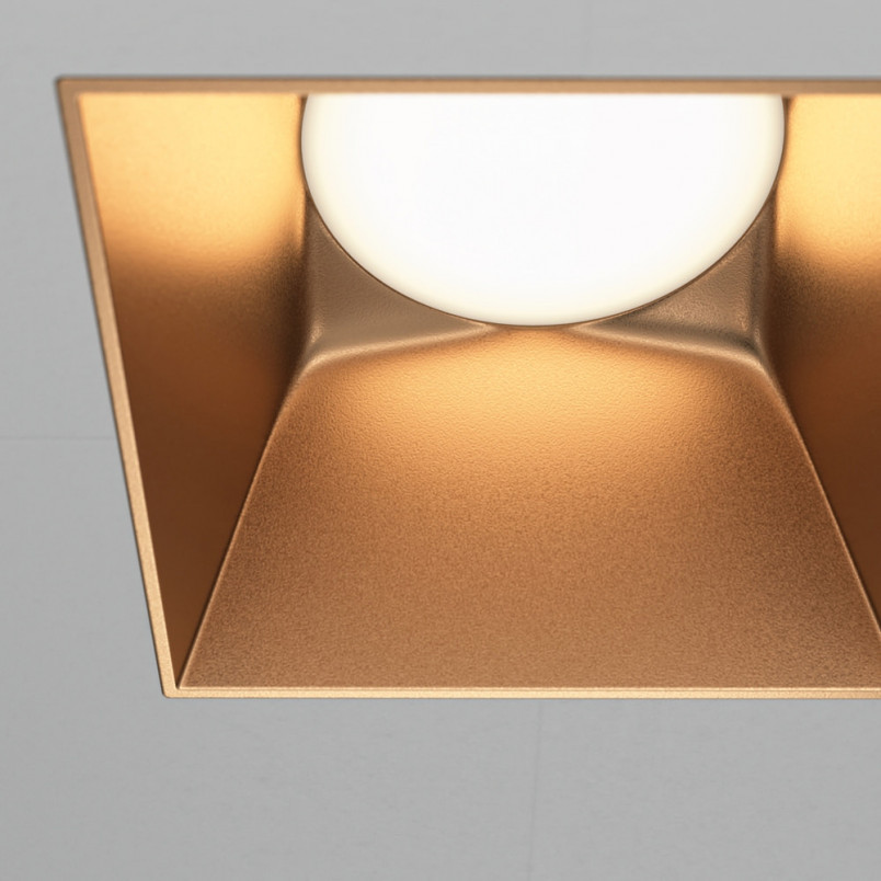 Lampa podtynkowa Share Square Maytoni | Złota, regulowana GU10