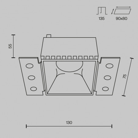Lampa podtynkowa Share Square Maytoni | Złota, regulowana GU10