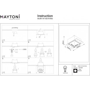 Lampa podtynkowa Share Square Maytoni | Złota, regulowana GU10