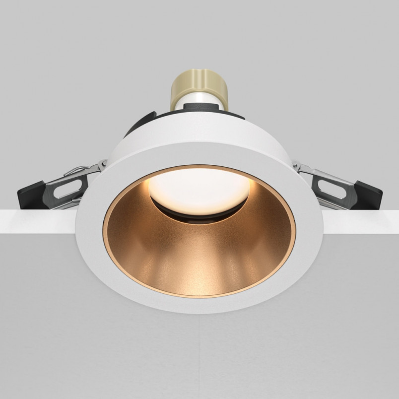 Lampa podtynkowa Share Ring 8,5cm złoto-biała Maytoni | Downlight GU10